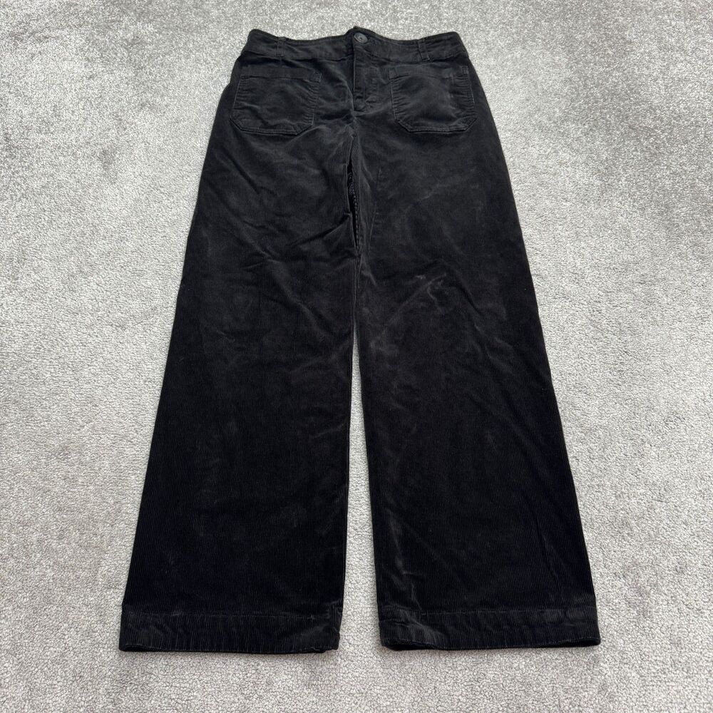 Matty M Soft Stretch Wide Leg High Rise Corduroy Pants  Women Small Black Casual
